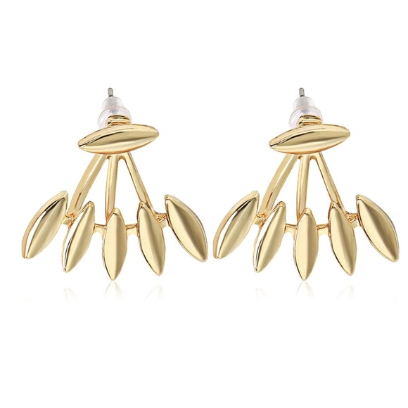 Gold Oblong Studs & Earring Jackets - Picture 3 of 6